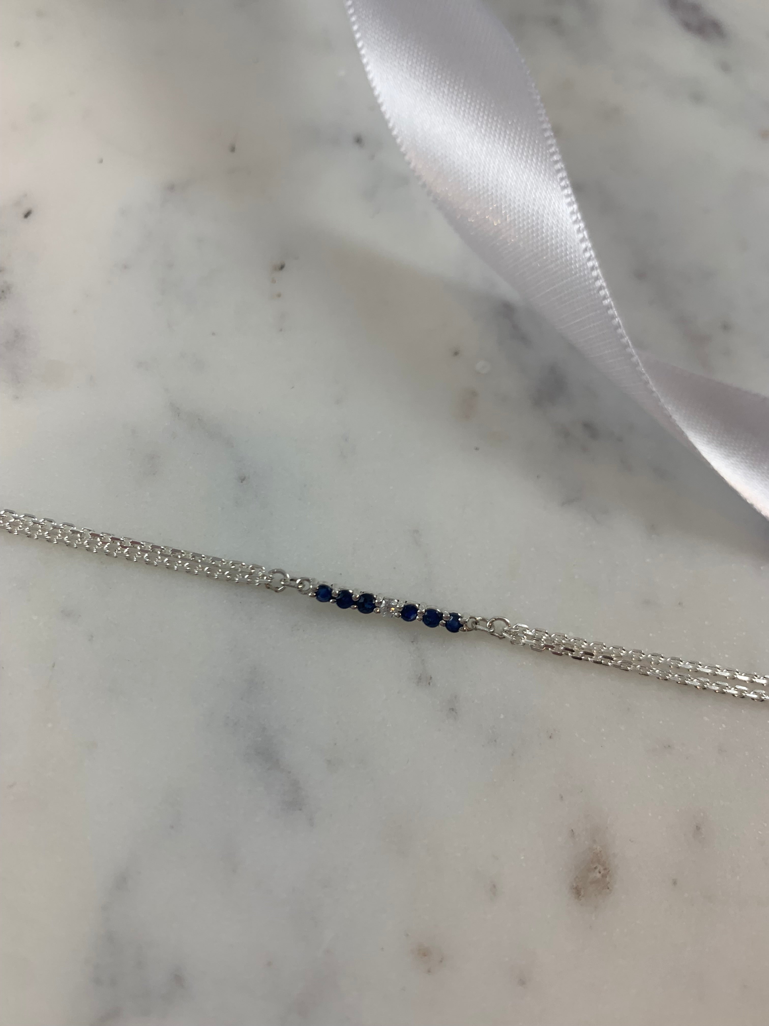 Sterling Silver Sapphire and Diamond Bracelet