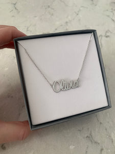 Sterling Silver "Olivia" Name Plate Necklace