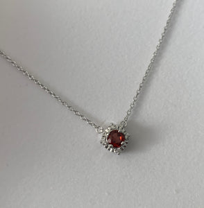 Sterling Silver Garnet and Diamond Necklace