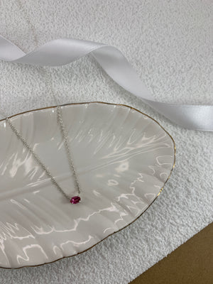 Horizontal Oval Pink Tourmaline Necklace