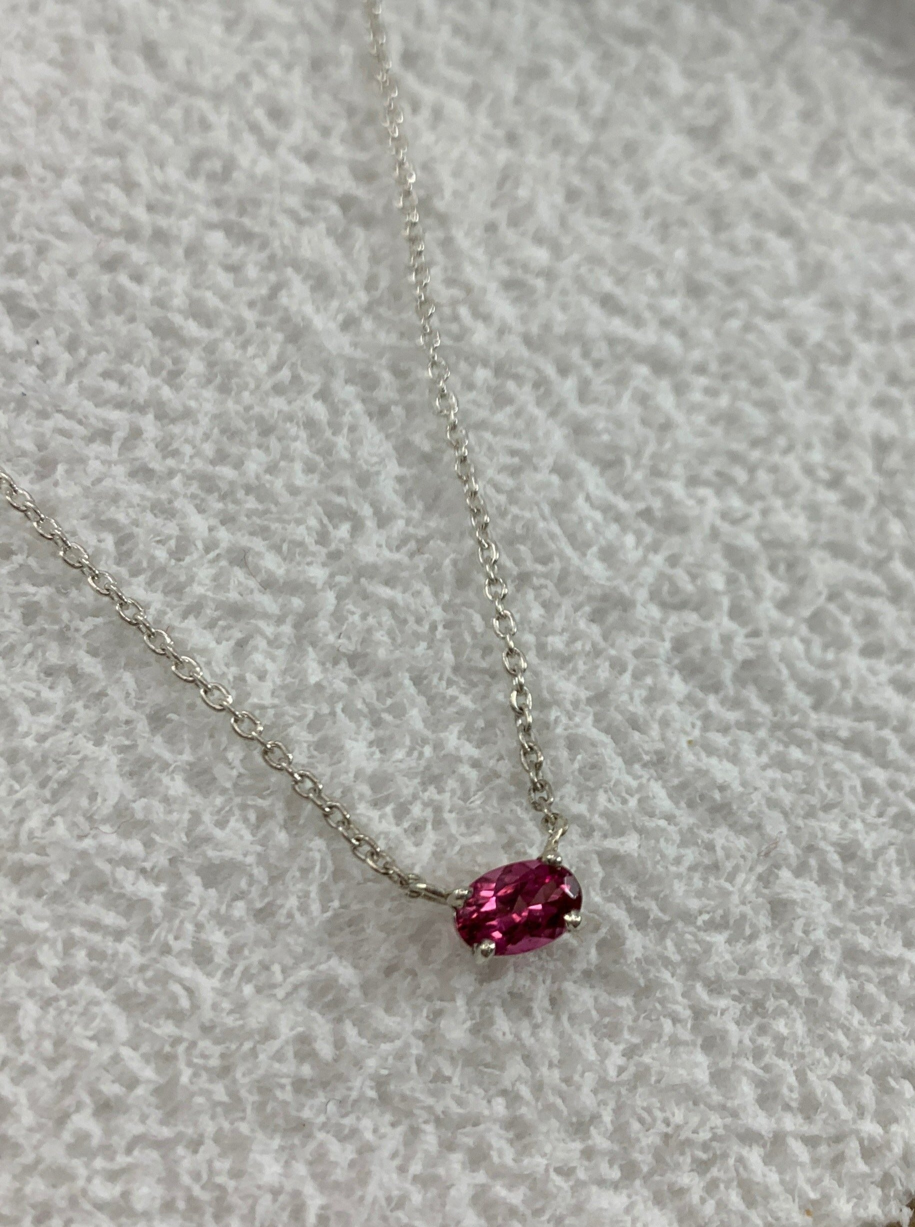 Horizontal Oval Pink Tourmaline Necklace