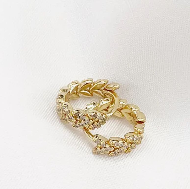 Laurel Pave Huggie Hoops Earrings Gold Filled by True by Kristy