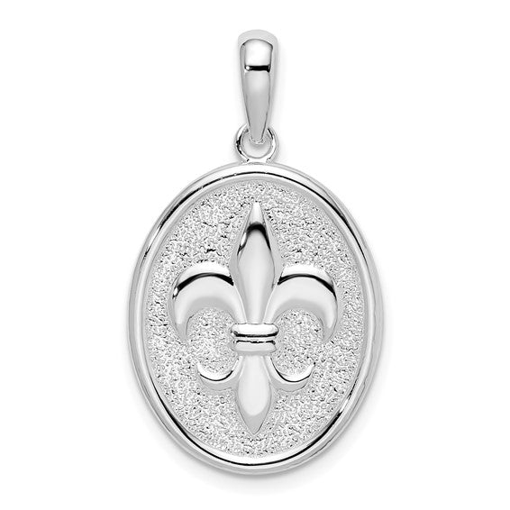 Sterling Silver Fleur de Lis Coin Necklace - 18"
