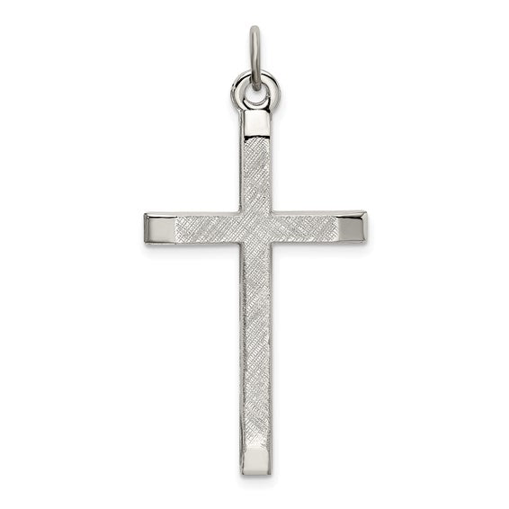 Sterling Silver Polished and Textured Cross Pendant