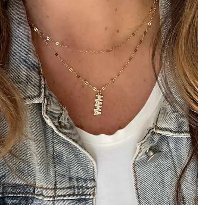 Mama Pave CZ Necklace Gold Filled by True by Kristy